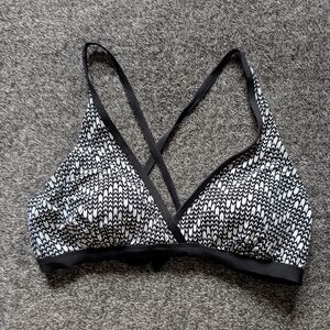 Black & White Patterned Crossback Bikini Top - Women Swim Bikinis